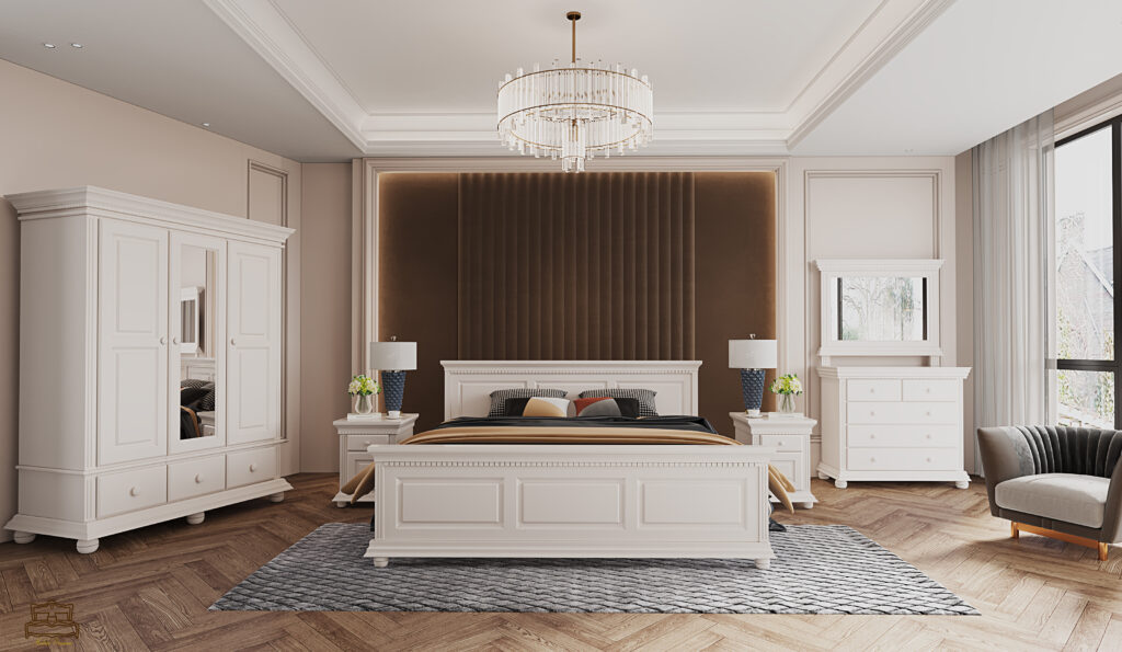 A bedroom with personality: discover the elegance and authenticity of solid wood furniture 4 Luxus bedroom in solid wood, white with 3 smells wardrobe