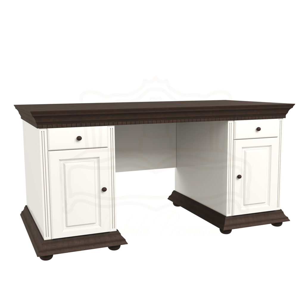 Where ideas take root: solid wood office with soul 5 Solid wood Office 2 bodies Luxus White/Walnut 160 x 75 x 78 cm