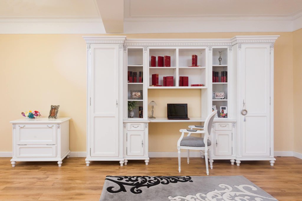 Solid white wood library
