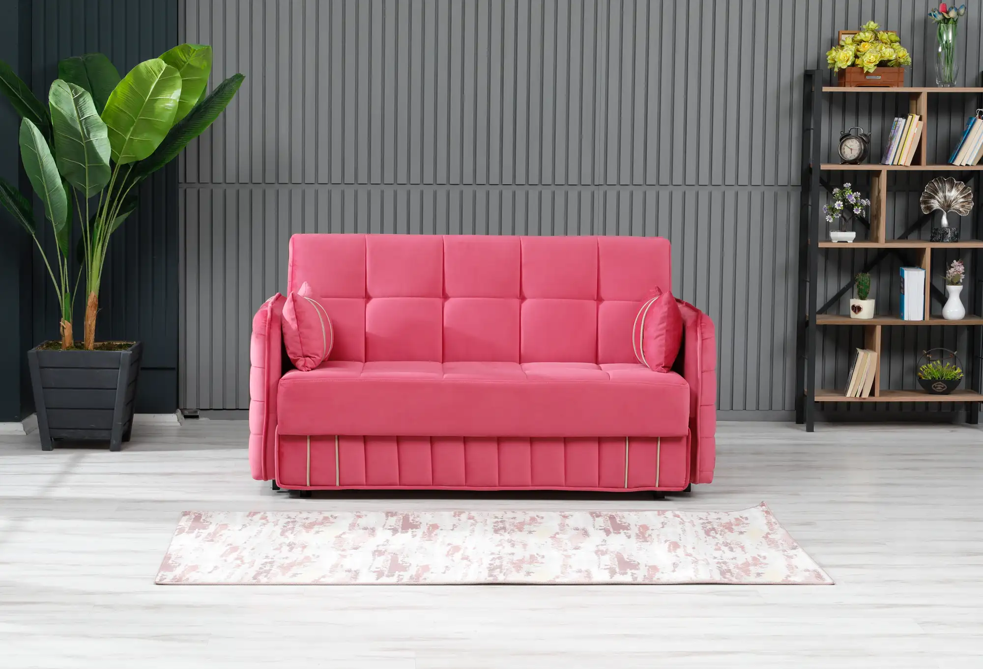 Sofa bed with 2 worlds, pink