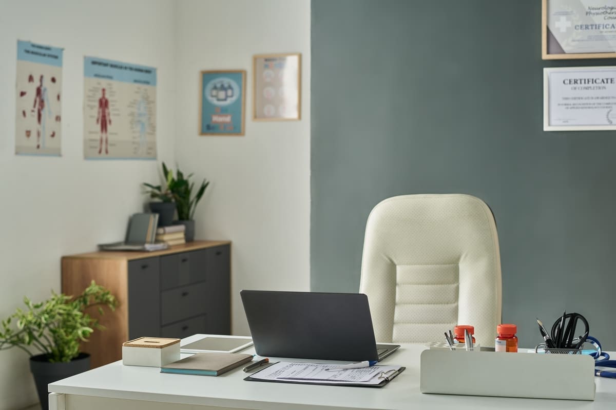 Working space with Black Library with Built White Office