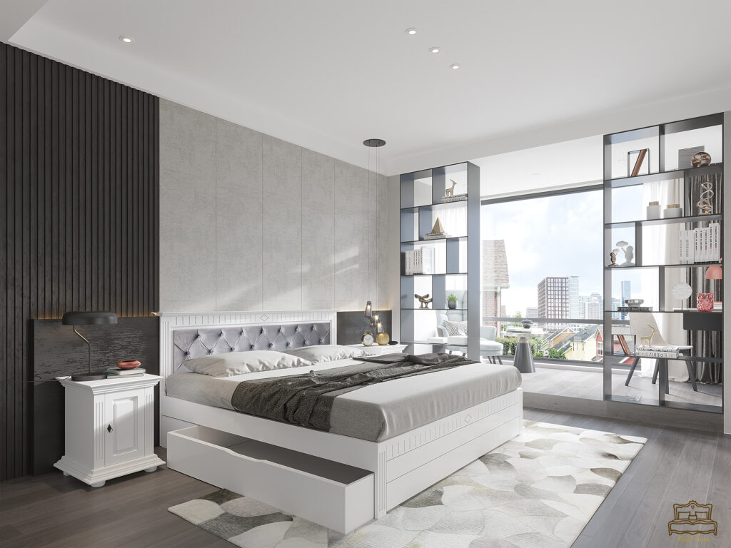 Beds in solid wood bedrooms for a nourishing sleep for the mind and body 3 Pat Adele Padded in solid wood with drawer