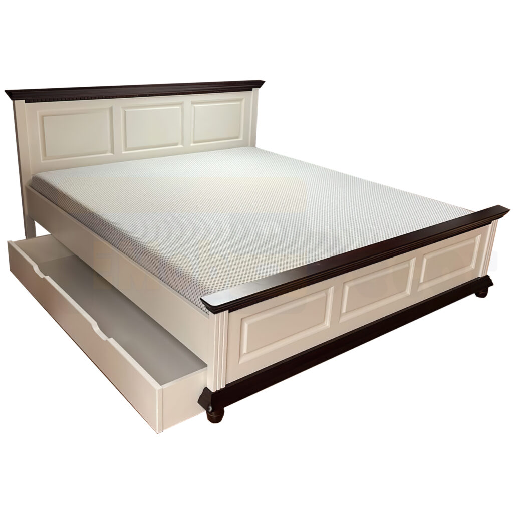 Wooden bed: a timeless choice for any bedroom 8 Pat Luxus with 1 solid wood, white drawer/walnut 140x200