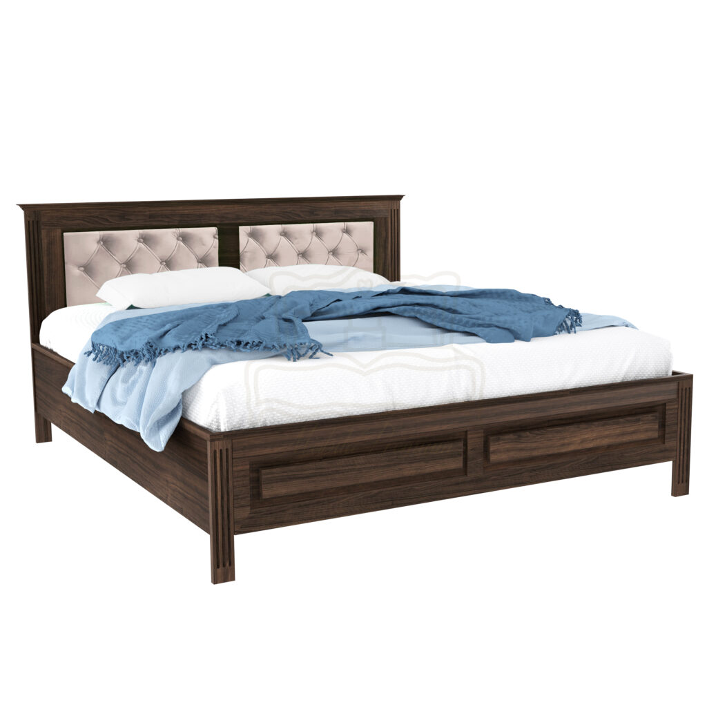 Real dimensions: the luxury of a wooden bed 180x200 4 Louis padded beige, solid lime wood