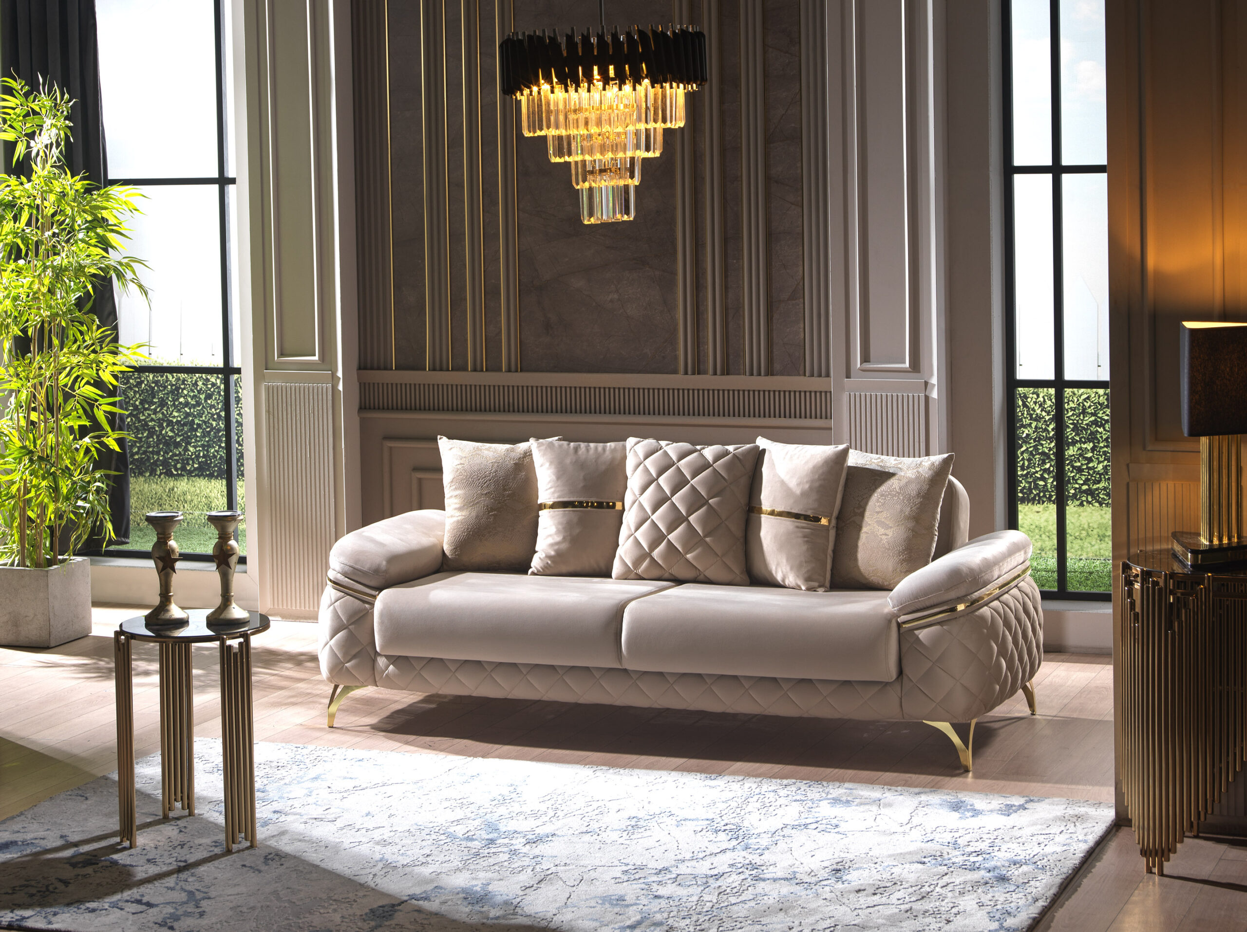 Decorative suggestions for living room with sofas and corners