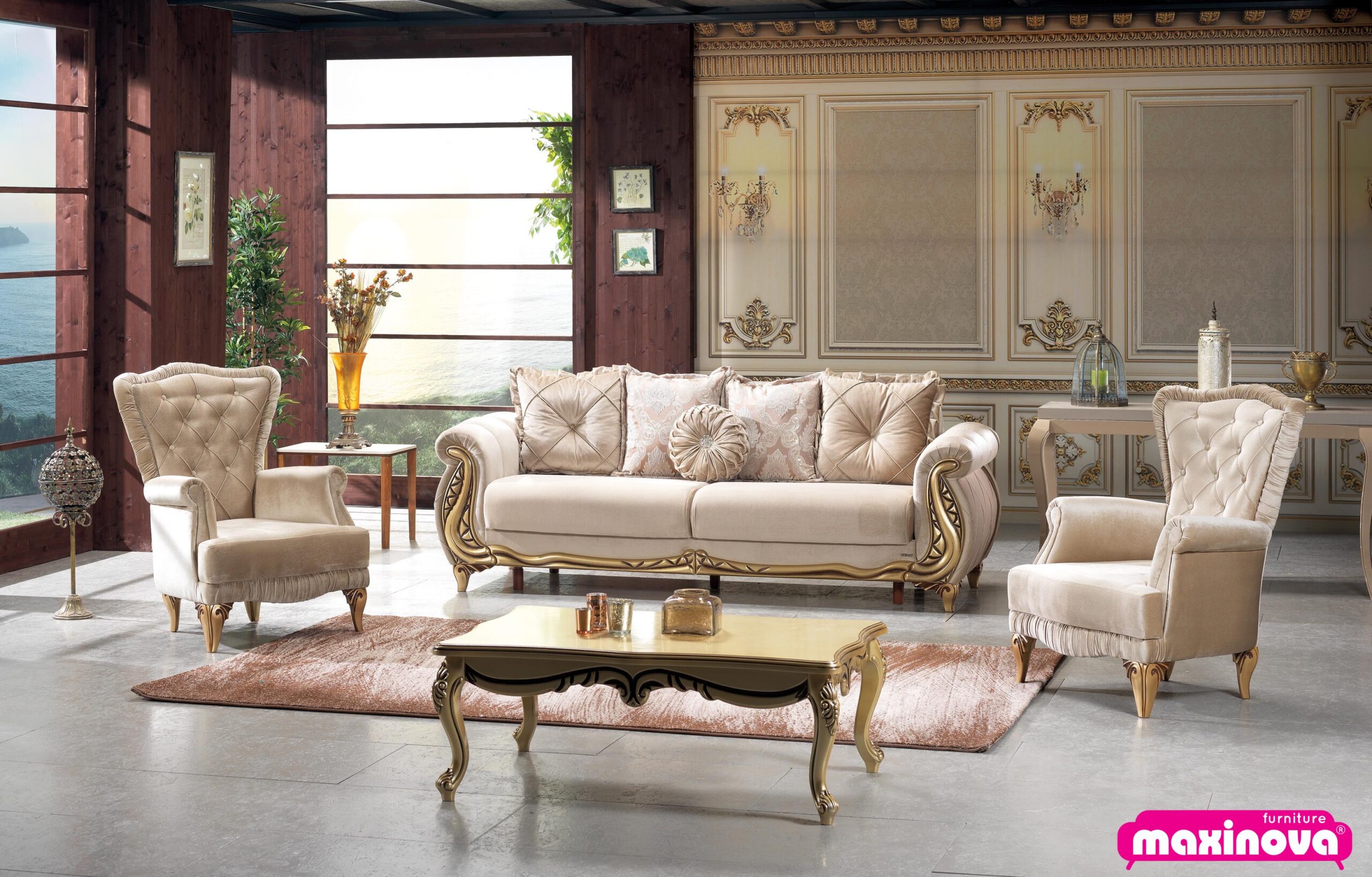 How to create a baroque living room with a set of sofas and armchairs